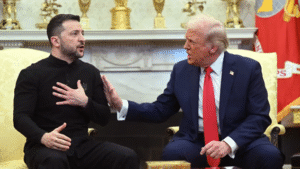 Presidente de Estados Unidos Donald Trump y presidente de Ucrania Volodímir Zelenski. Foto: AFP