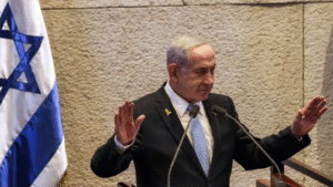 El primer ministro israelí, Benjamín Netanyahu, cuenta detalles del ataque a Irán Foto: AFP