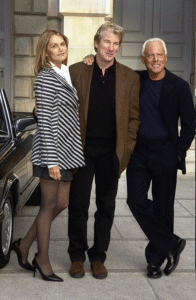 En la foto el Actor Richard Gere, su esposa y Giorgio Armani. Photo by  Dave Benett/Getty Images.