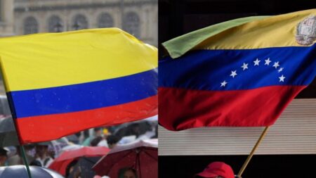 Banderas de Colombia y Venezuela, cortesía AFP