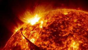 Solar flare erupting from the surface of the sun. (Image credit: Science Photo Library via Getty Images)