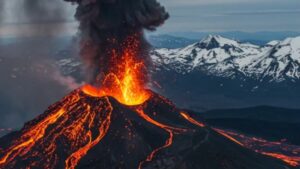 Foto de referencia de un volcán en erupción. ImageFX